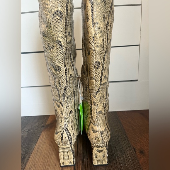 Sam Edelman Sylvia Knee-High Snake-Print Boots in Tan and Black - Picture 5 of 8